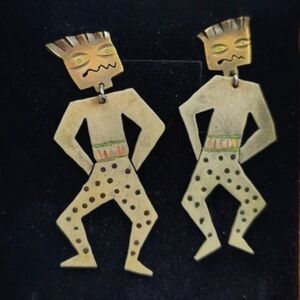 Artist CATHERINE BUTLER 1986 "Angry Men" Modernist Earrings RARE FIND